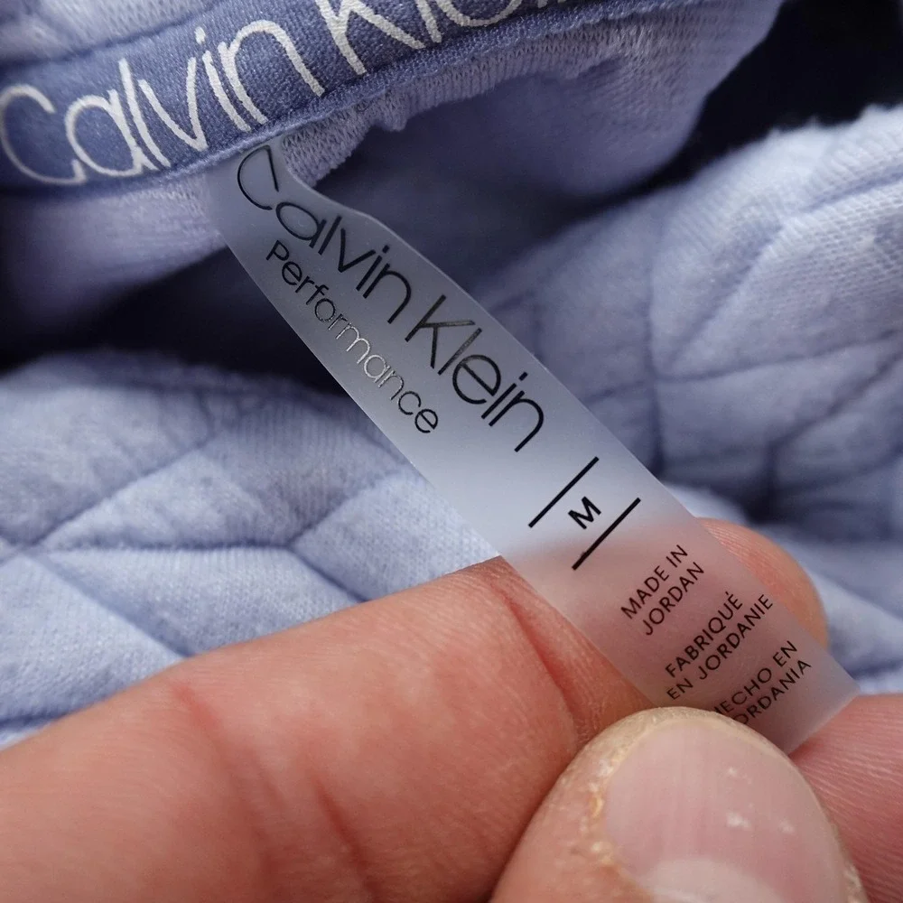 Calvin Klein Sweater Womens M Blue‎ Performance Quilted Funnel Neck Pullover Top